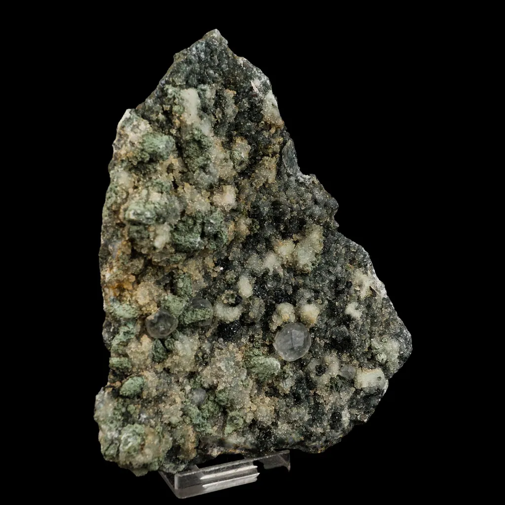 Calcite on Babingtonite & Chalcedony Natural Mineral Specimen - image 3