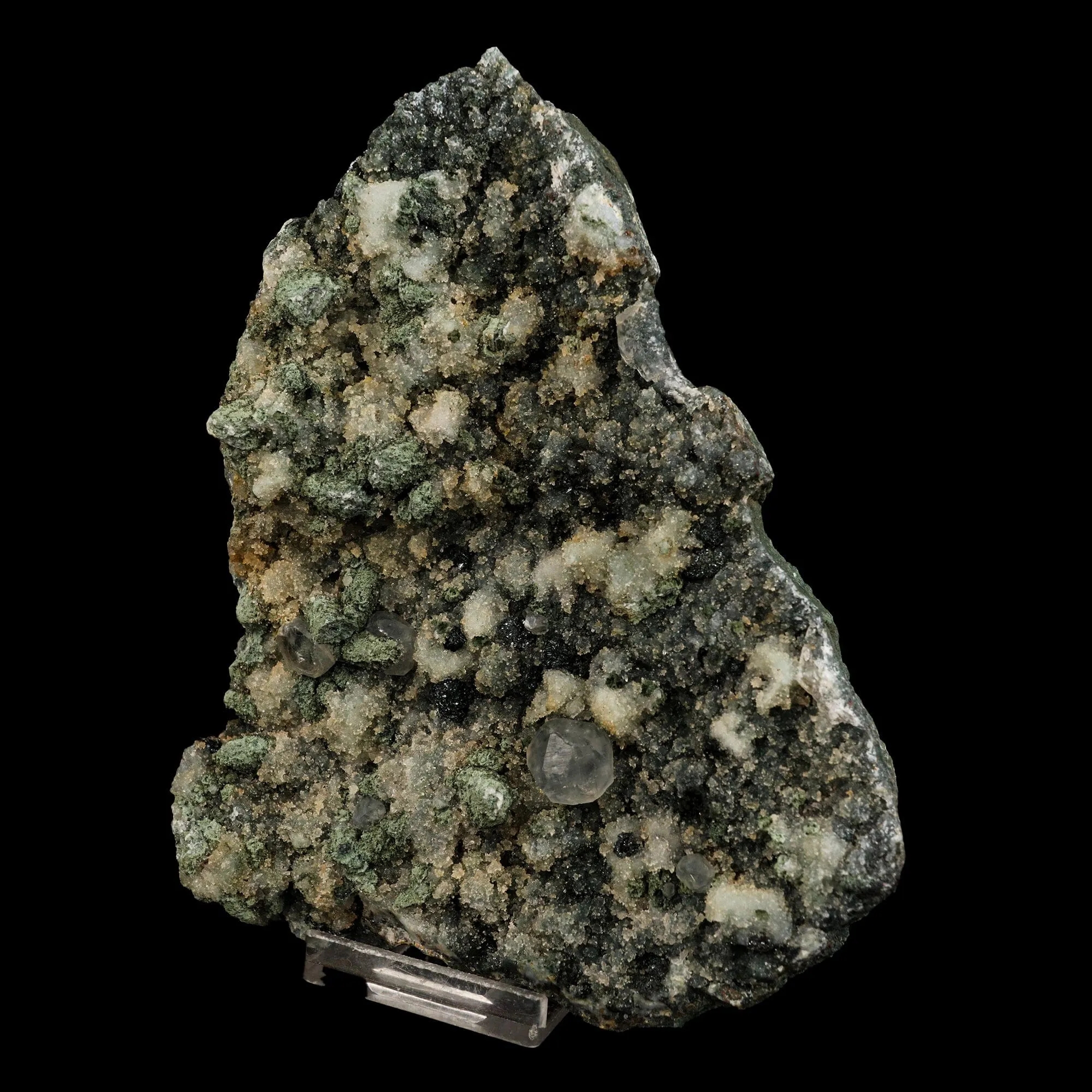 Calcite on Babingtonite & Chalcedony Natural Mineral Specimen - image 2