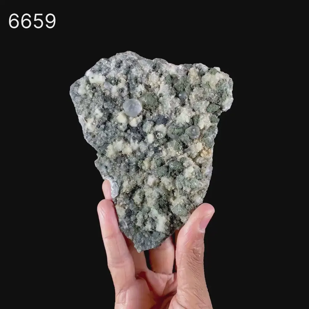 Calcite on Babingtonite & Chalcedony Natural Mineral Specimen - image 6