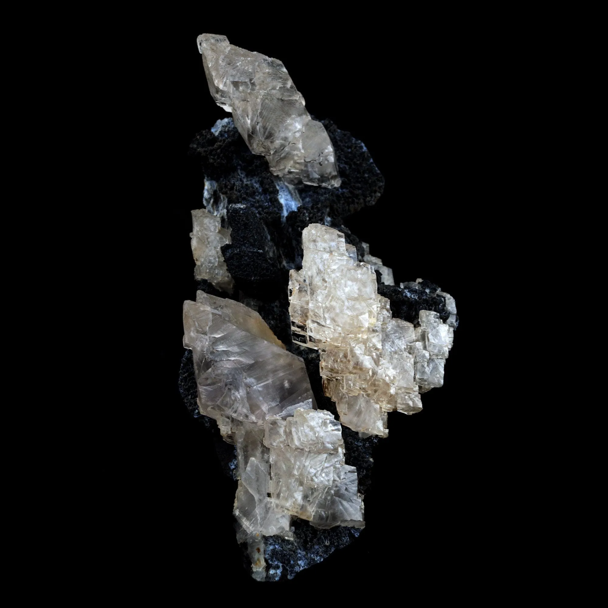 Calcite on Black Chalcedony Natural Mineral Specimen - image 1