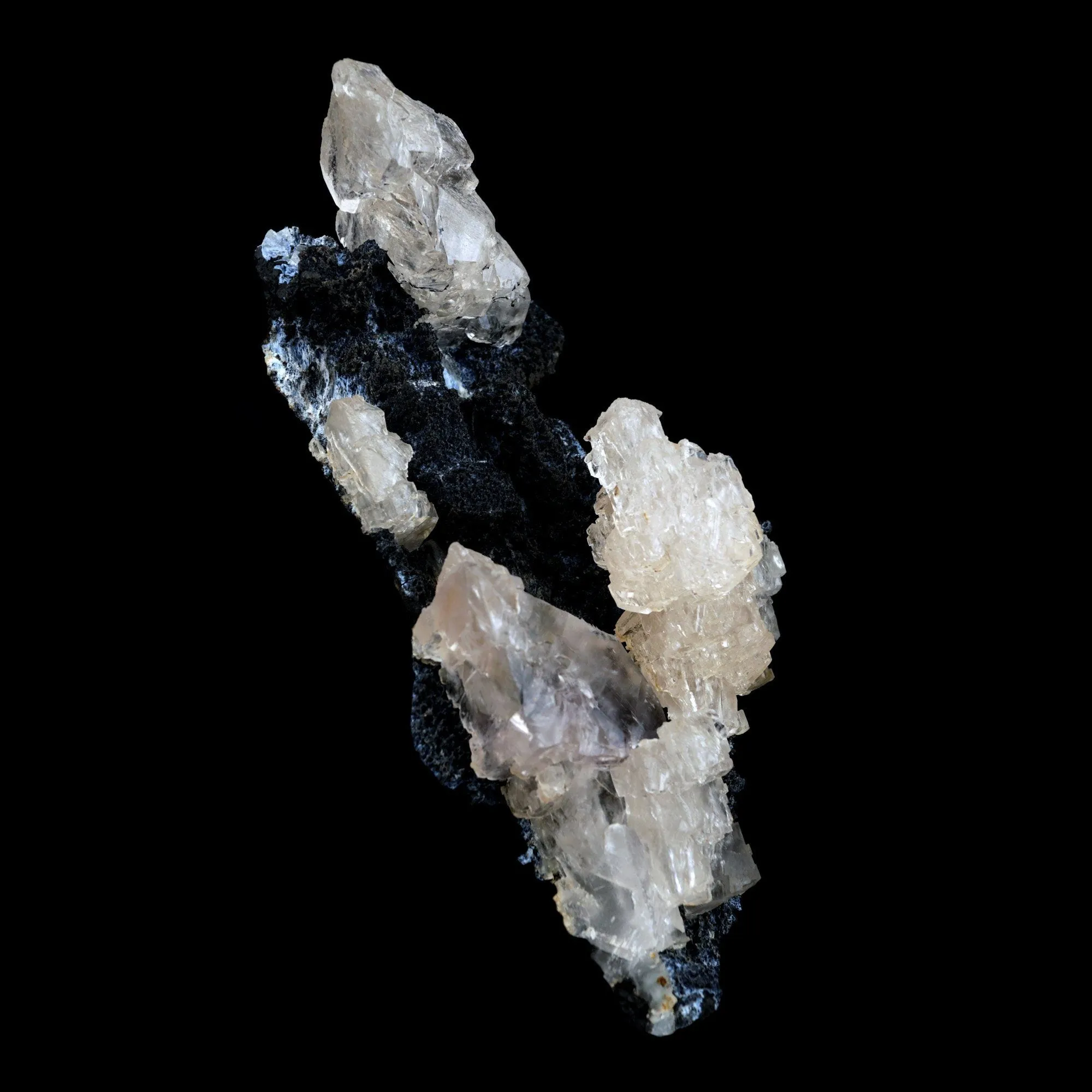 Calcite on Black Chalcedony Natural Mineral Specimen - image 3