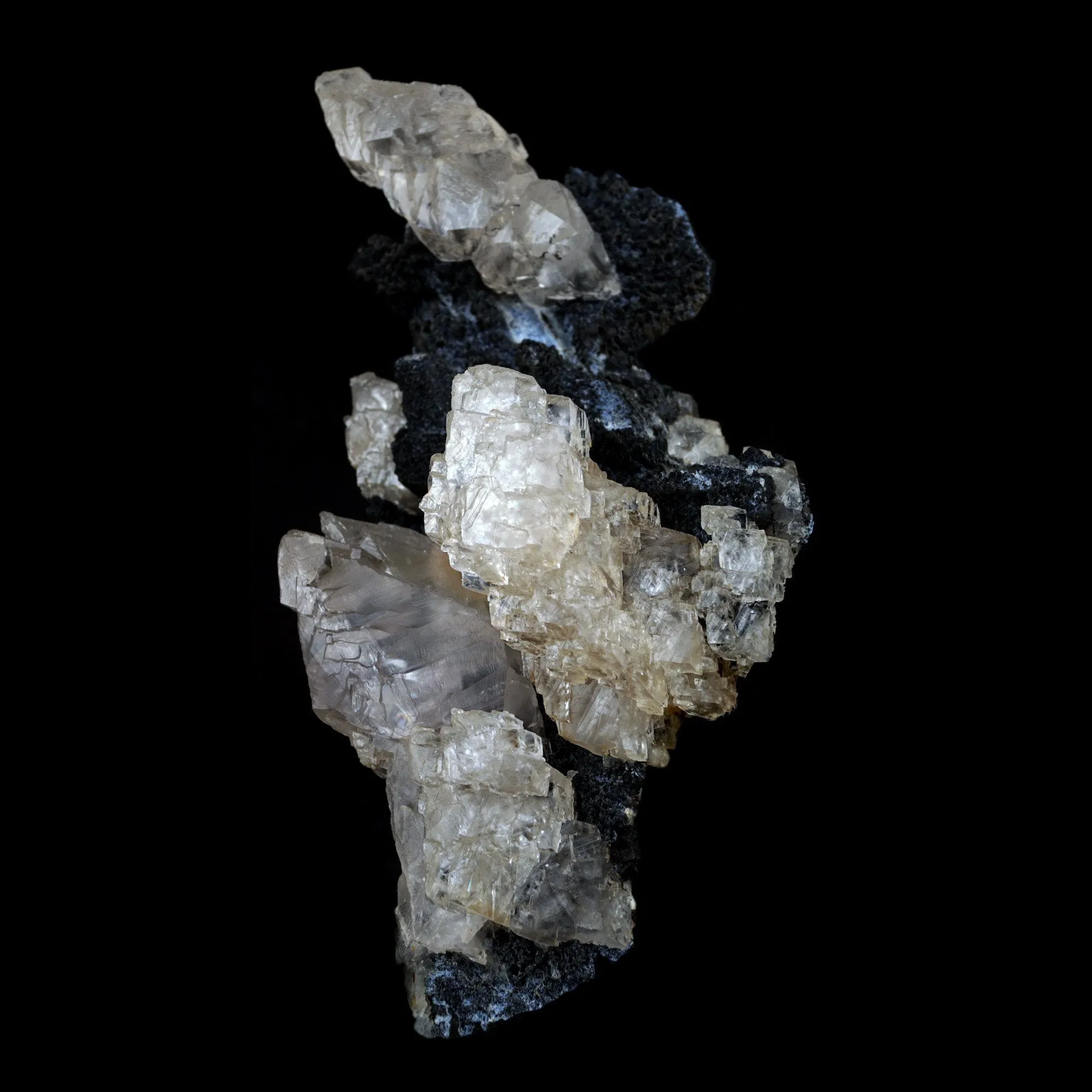 Calcite on Black Chalcedony Natural Mineral Specimen - image 2