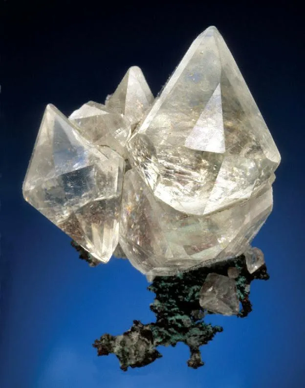 Calcite on Copper; Complex Calcite twin over Calcite phantom on Copper image