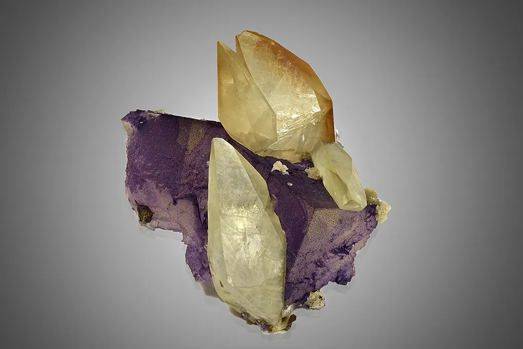 Calcite on Fluorite