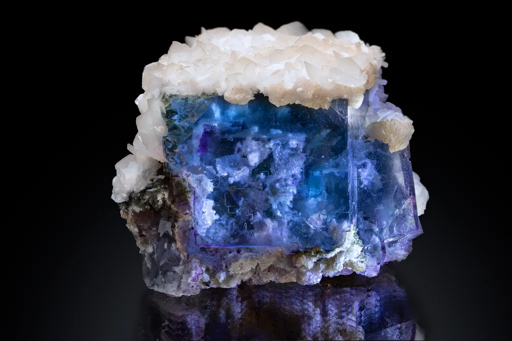 Calcite on Fluorite,  Yaogangxian Mine China image