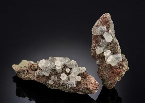 Calcite on Goethite included Quartz (2 Pieces)
