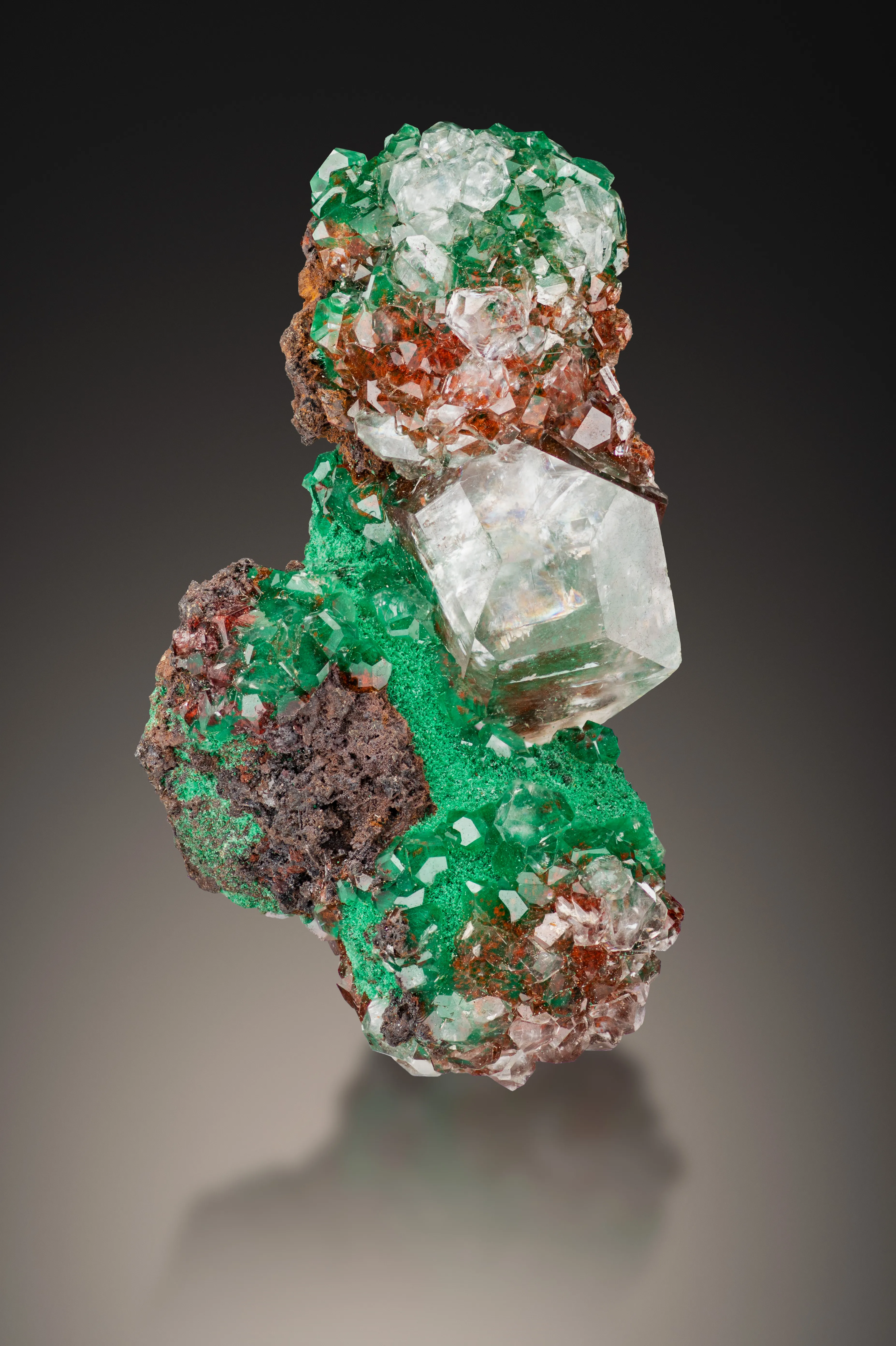 Calcite on Malachite and Hematite - image 1