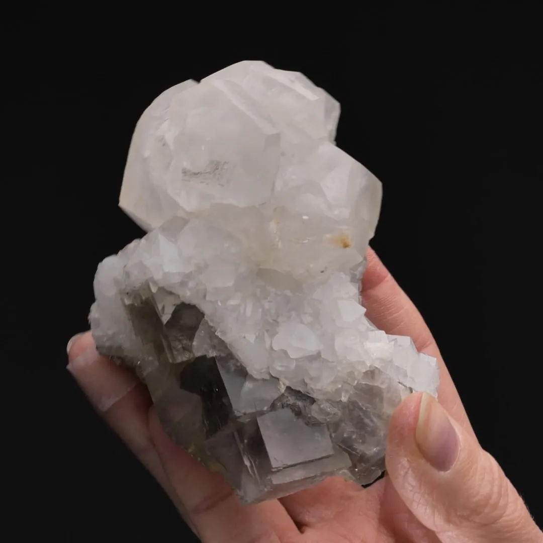 Calcite on Quartz on Fluorite - image 2
