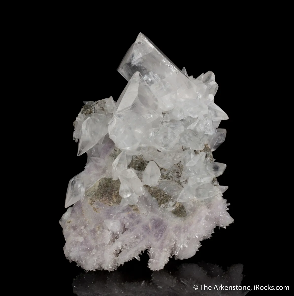 Calcite on Quartz var. Amethyst ps. Calcite - image 4