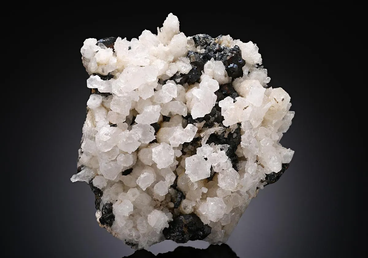 Calcite on Quartz with Sphalerite and Bournonite - image 1