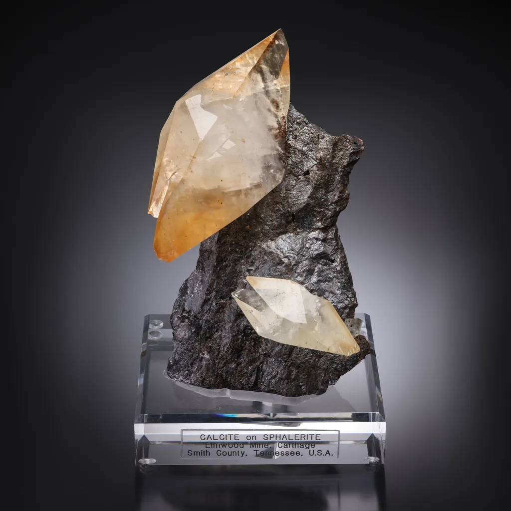 Calcite on Sphalerite, Elmwood, Carthage, Smith County, Tennessee, USA image