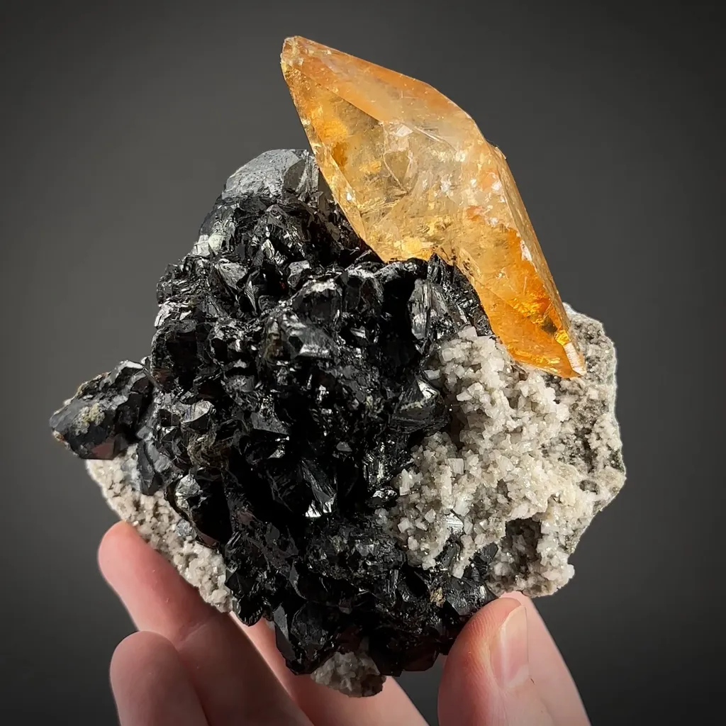 Calcite on Sphalerite, with Dolomite - image 2