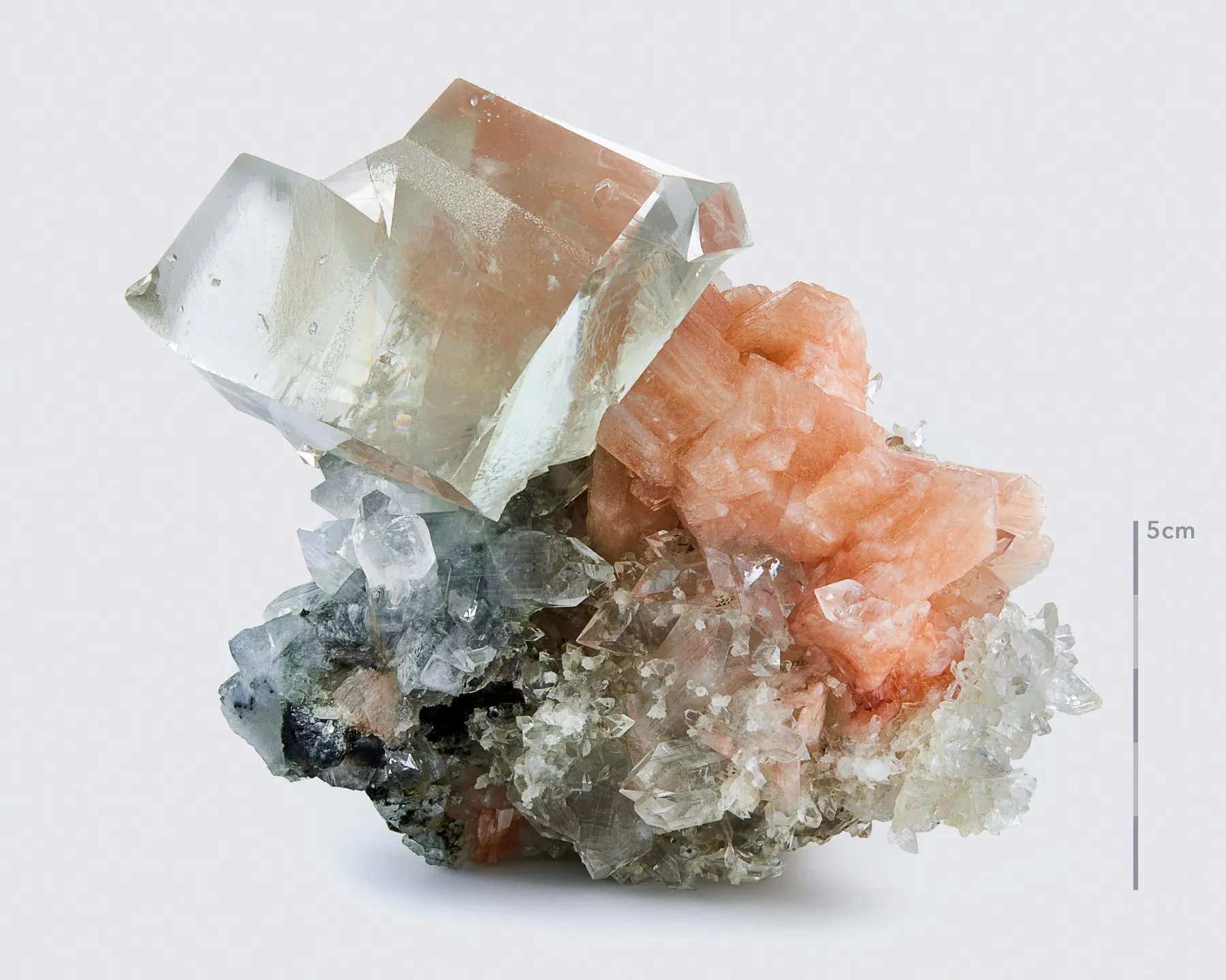 Calcite on Stilbite & Apophyllite - image 1