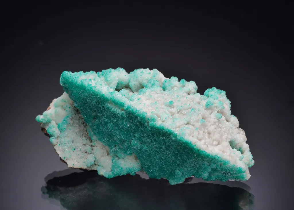 Calcite ps. Cerussite with Dioptase from Namibia, Oshikoto Region, Tsumeb image