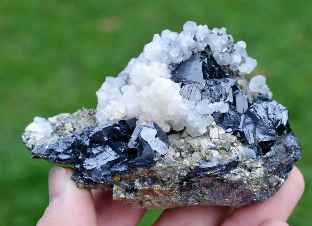 Calcite Pyrite Sphalerite 590 grams - Trepča complex, Mitrovica, Mitrovica District, Kosovo image