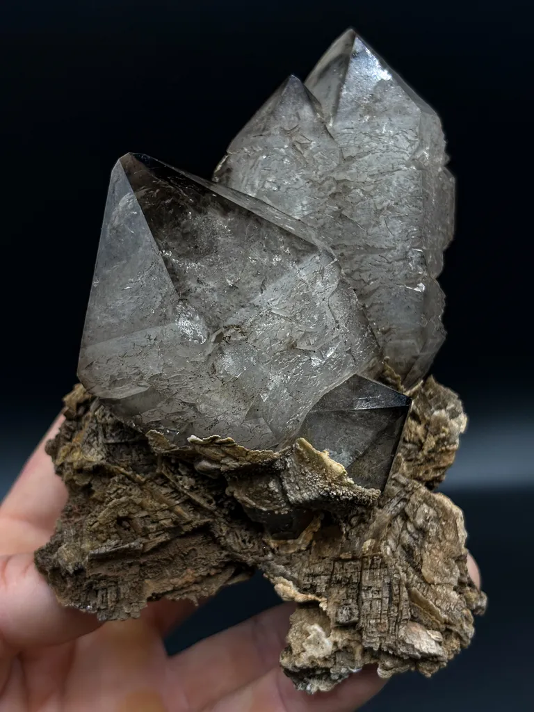 Calcite, Quartz, Smoky quartz from Australia, Western Australia, Pilbara Region image