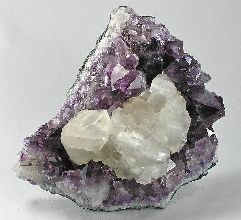 Calcite, Quartz (Var: Amethyst) image