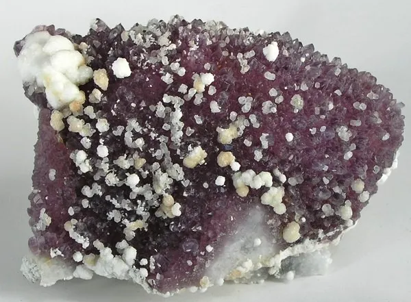 Calcite, Quartz (Var: Amethyst) image