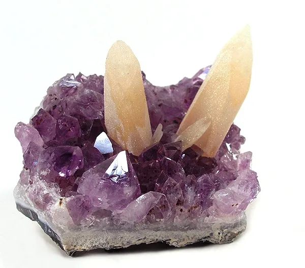 Calcite, Quartz (Var: Amethyst) image