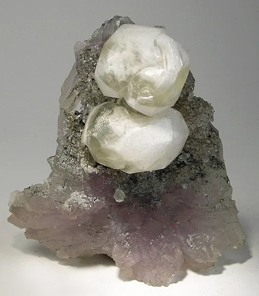 Calcite, Quartz (Var: Amethyst) image