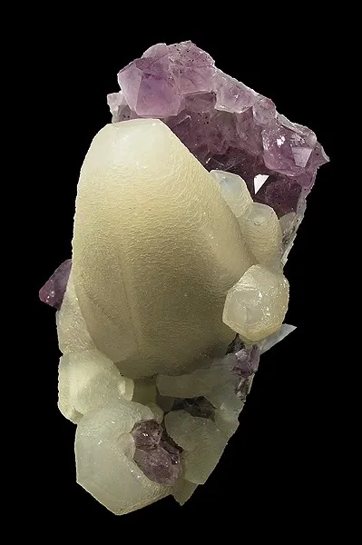 Calcite, Quartz (Var: Amethyst) image