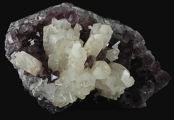 Calcite, Quartz (Var: Amethyst) image