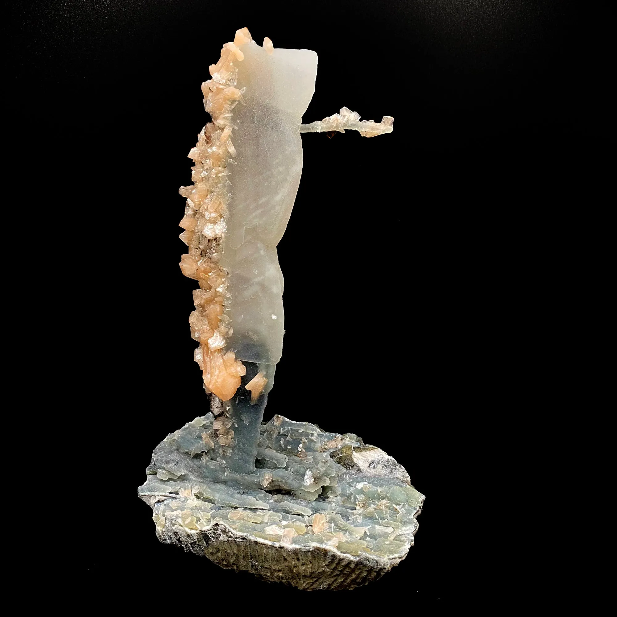 Calcite Tower with Stilbite and Chalcedony Natural Mineral Specimen - image 3