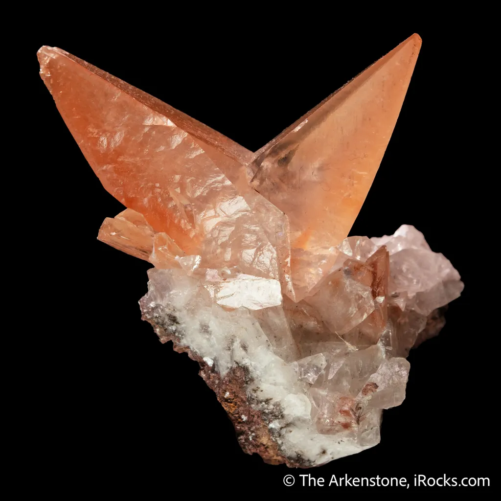 Calcite (twin) included by Hematite image