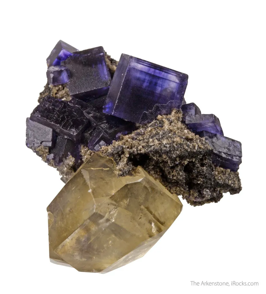Calcite (twin) on Fluorite - image 6