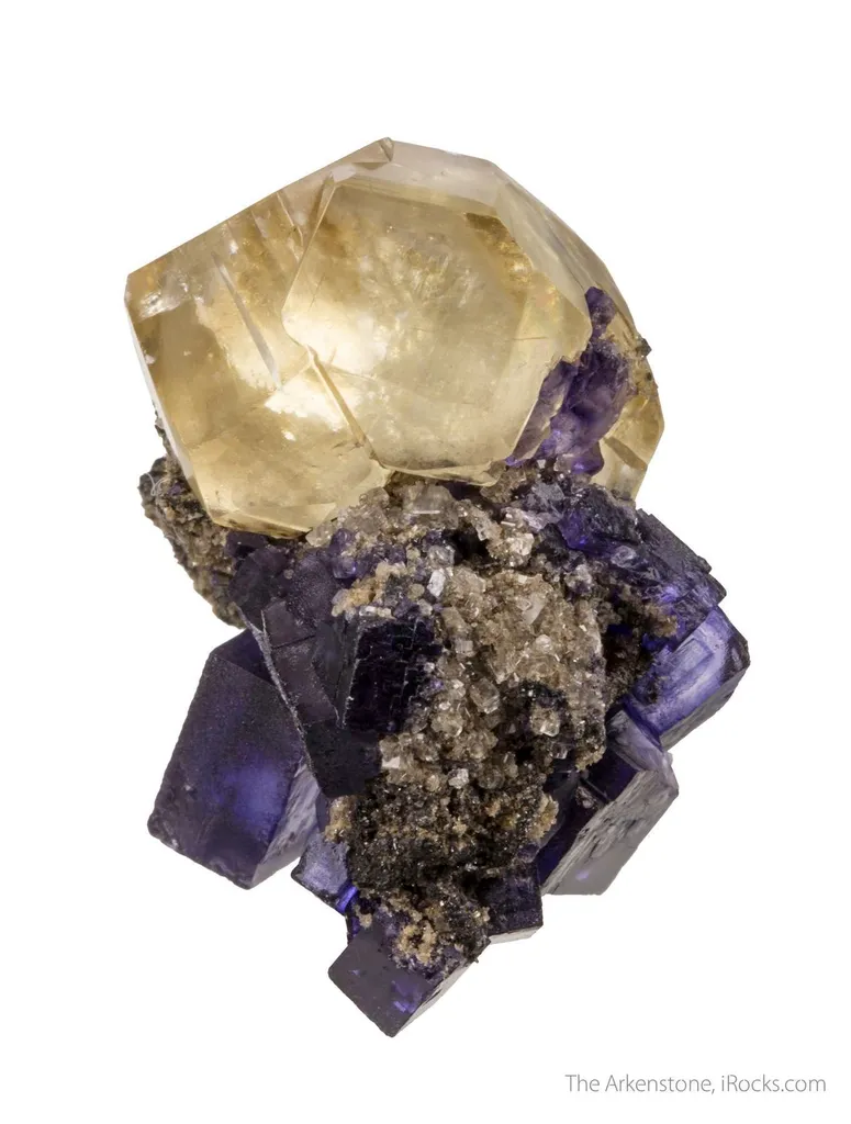 Calcite (twin) on Fluorite - image 3
