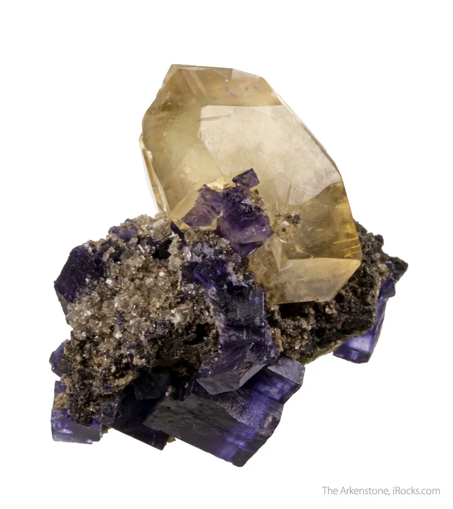 Calcite (twin) on Fluorite - image 4
