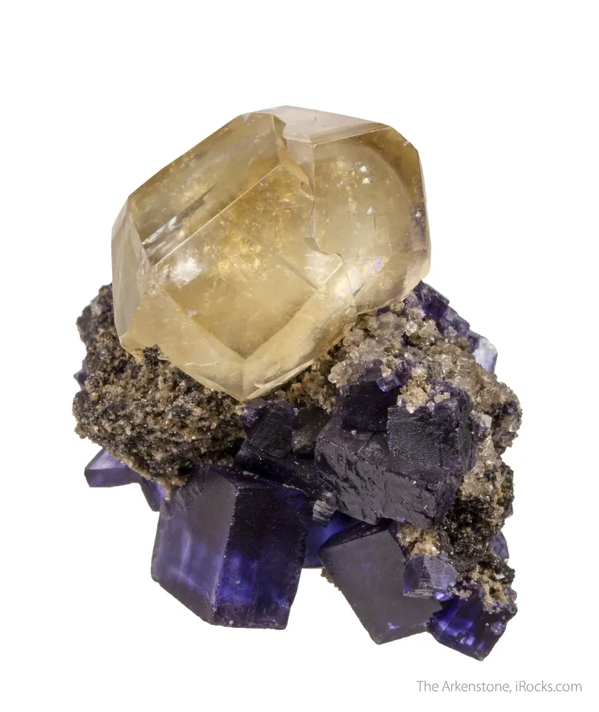 Calcite (twin) on Fluorite - image 2