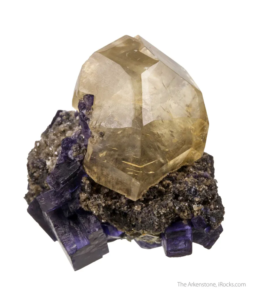 Calcite (twin) on Fluorite - image 5