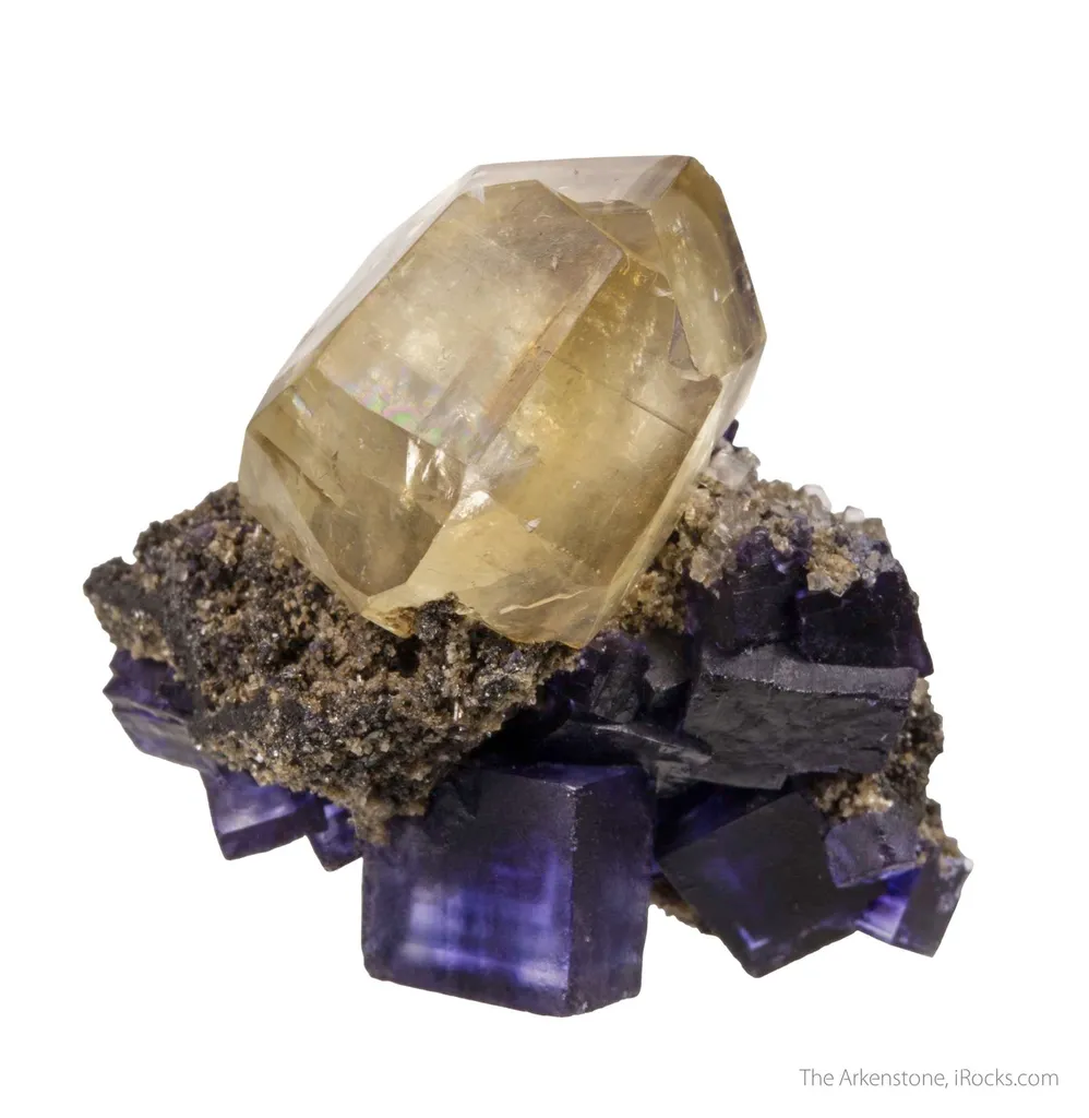 Calcite (twin) on Fluorite image