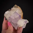 Calcite twin on Fluorite etched corner - image 2