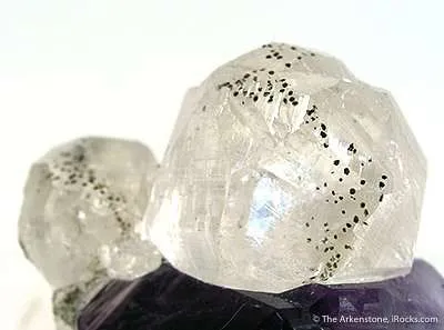 Calcite (Twinned) on Amethyst With Pyrite - image 4