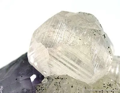 Calcite (Twinned) on Amethyst With Pyrite - image 3