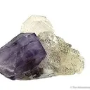 Calcite (Twinned) on Amethyst With Pyrite - image 2