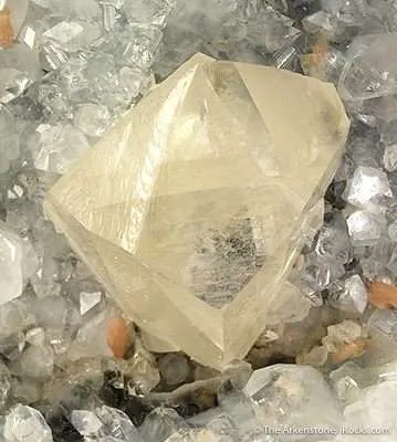 Calcite (Twinned) on Apophyllite With Stilbite - image 2