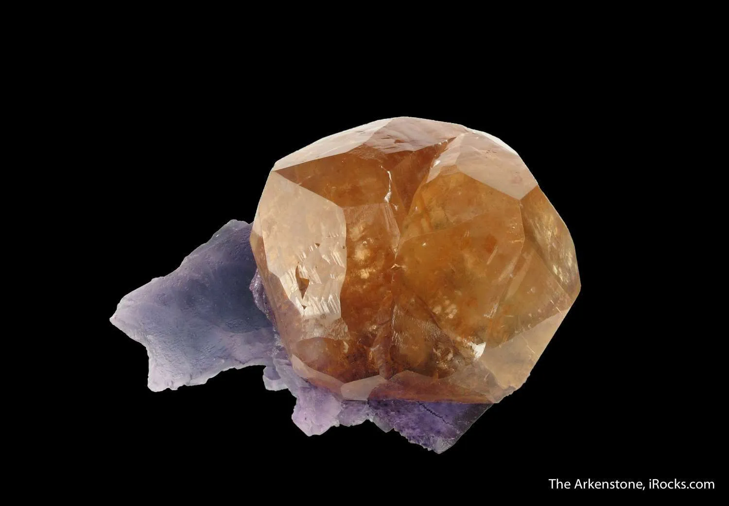 Calcite (twinned) on Fluorite - image 1