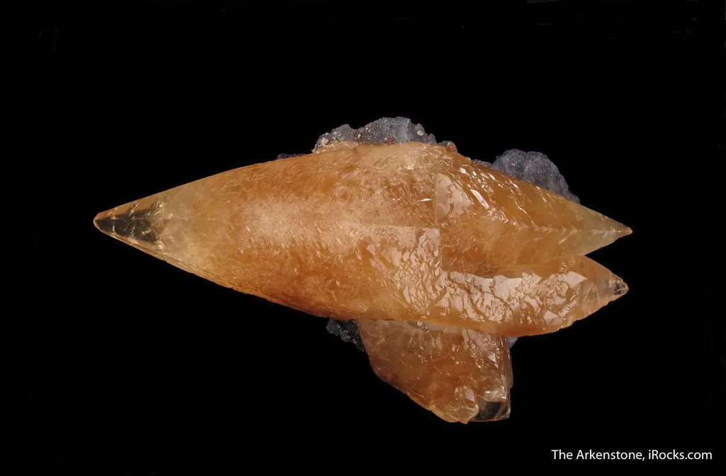 Calcite (twinned) on Fluorite - image 3
