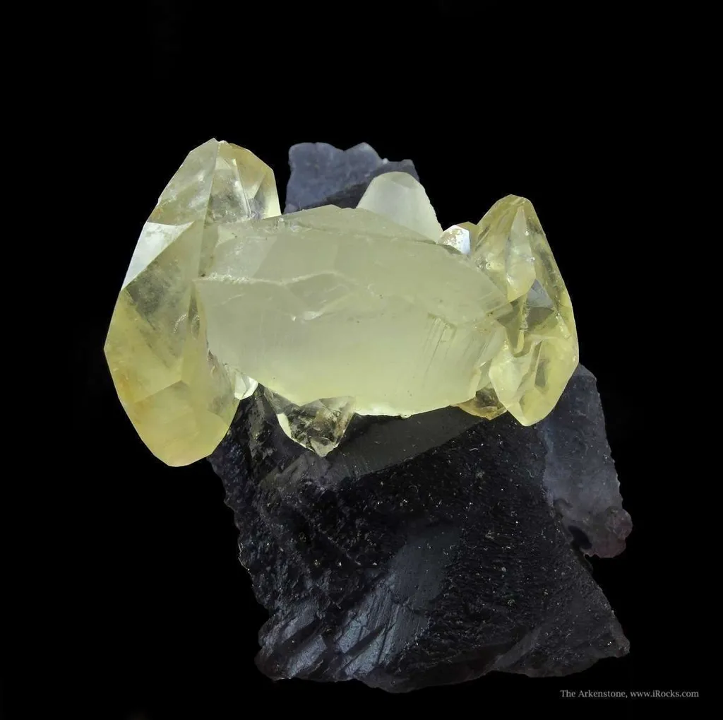Calcite (Twinned) on Fluorite (Illustrated) image