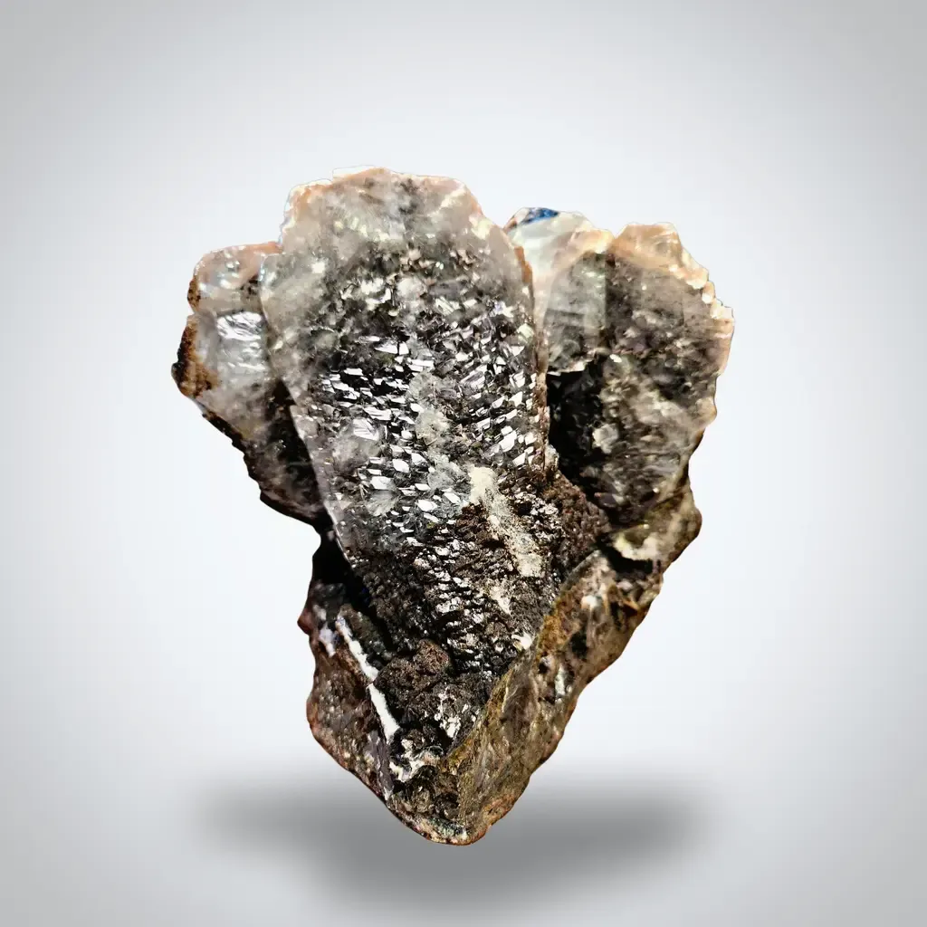 Calcite (Twinned) w/ Palygorskite & Romanèchite - image 3