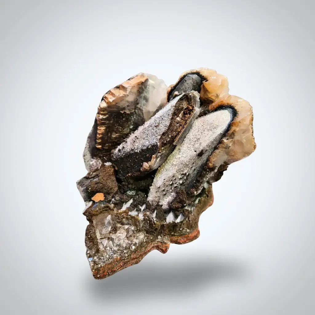 Calcite (Twinned) w/ Palygorskite & Romanèchite - image 6