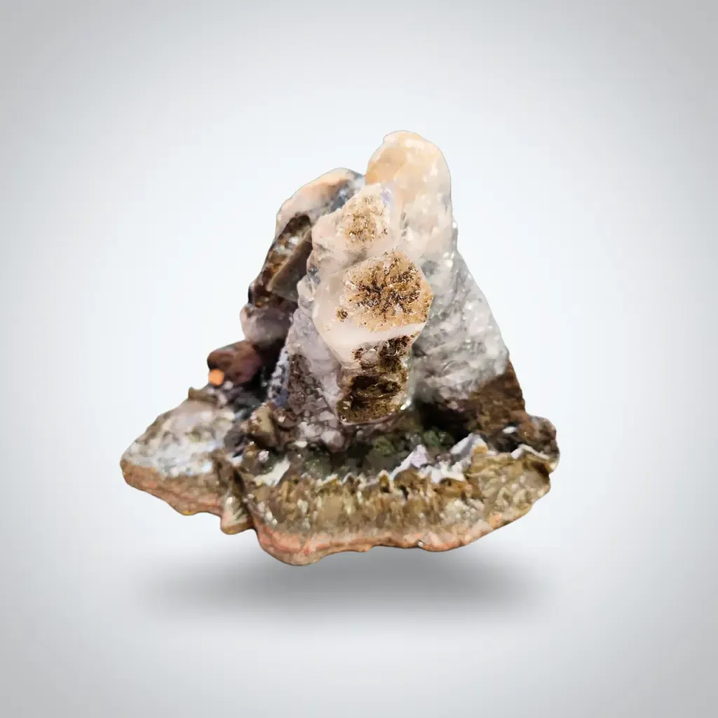 Calcite (Twinned) w/ Palygorskite & Romanèchite - image 4