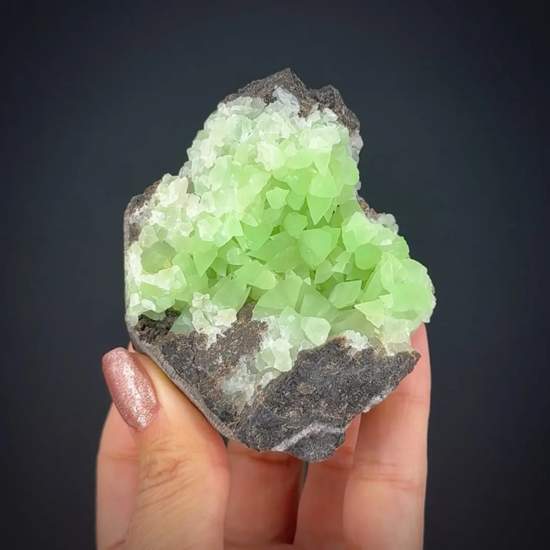 Calcite var. "Kiwi Calcite" on petrified wood - image 2