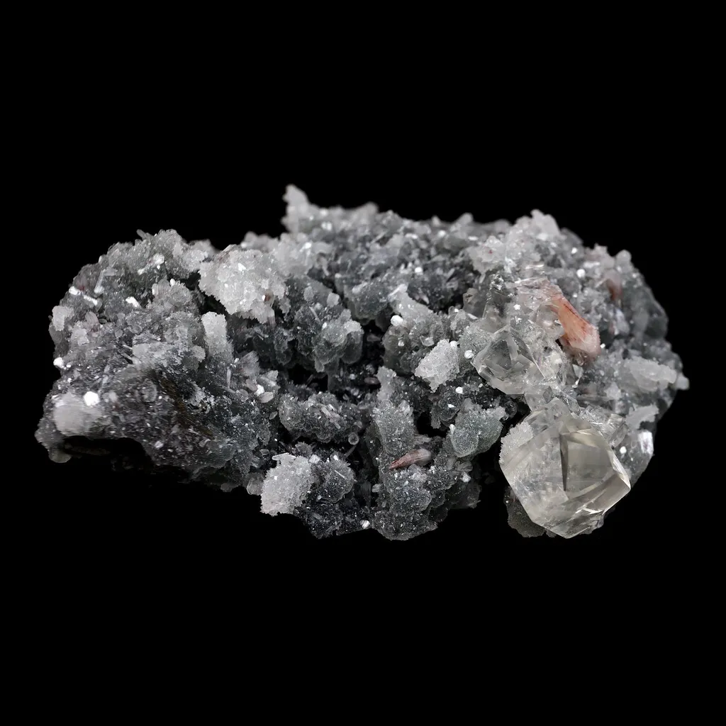 Calcite with Apophyllite Crystals on Black Chalcedony Natural Mineral Specimen - image 6