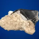 Calcite with Beryl var. Aquamarine on Quartz var. Smoky - image 4