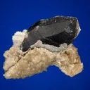 Calcite with Beryl var. Aquamarine on Quartz var. Smoky - image 1