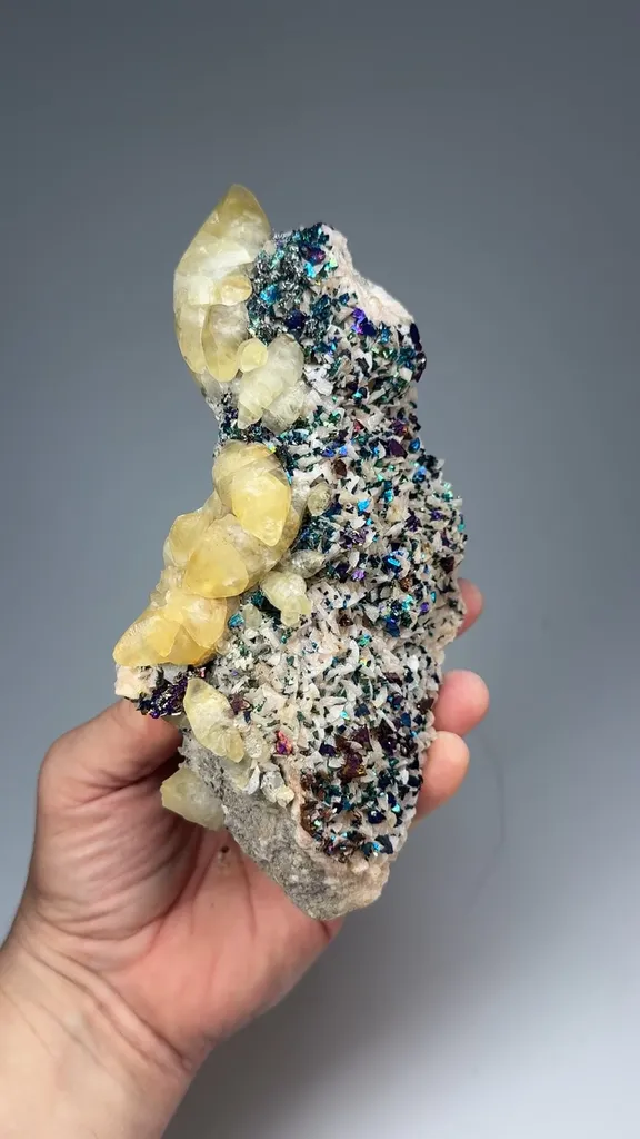 Calcite with Chalcopyrite on Dolomite image